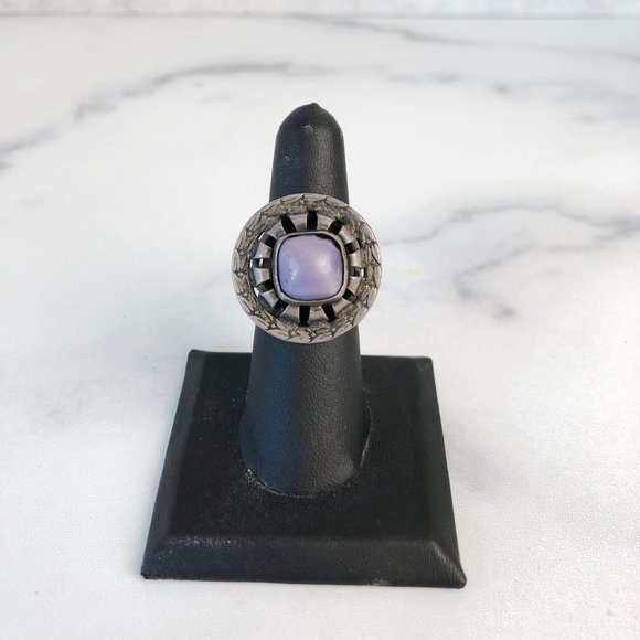 Mexican Sterling Silver Purple Art Glass Ring - Picture 16 of 16